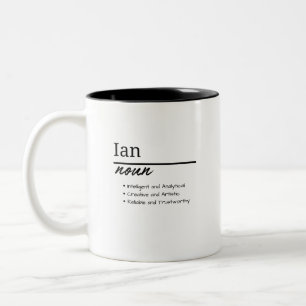 Ian, Boy Personalized Name Definition  Two-Tone Coffee Mug