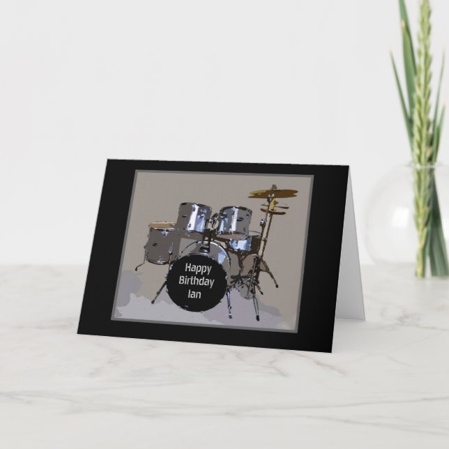 Ian Happy Birthday Drums Card (Front)