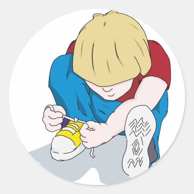 Ian Tying Shoes Classic Round Sticker (Front)