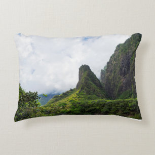 iao needle state monument in maui hawaii decorative cushion