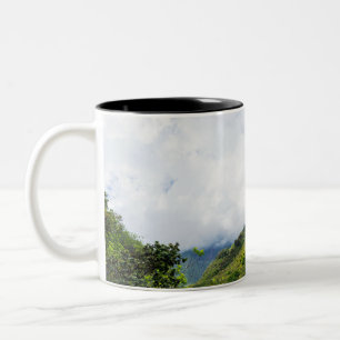 iao needle state monument in maui hawaii Two-Tone coffee mug