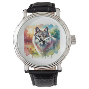 Iberian wolf 060824AREF145 - Watercolor Watch