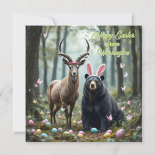 Ibex and American black bear with rabbit ears Holiday Card