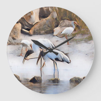 Ibis & Wood Storks Large Clock