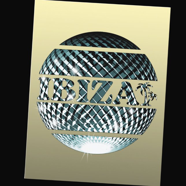 Ibiza disco ball in platinum blue  postcard (Creator Uploaded)