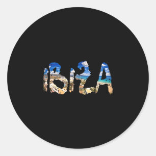 Ibiza espana beach palm tree classic round sticker