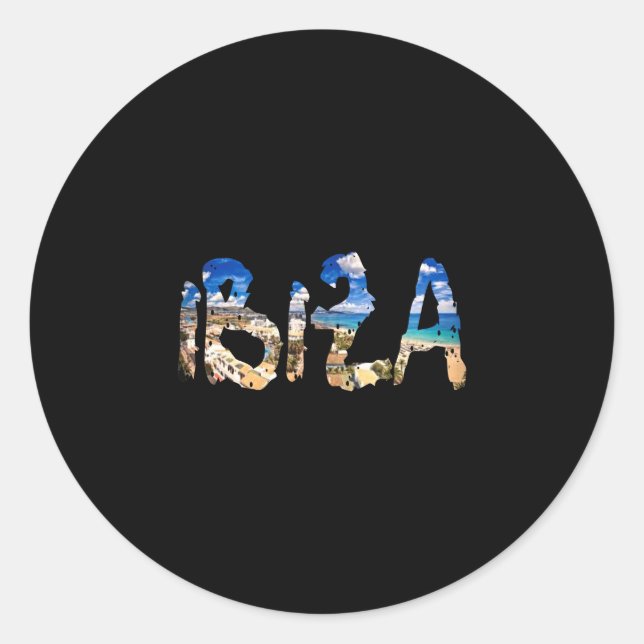 Ibiza espana beach palm tree  classic round sticker (Front)