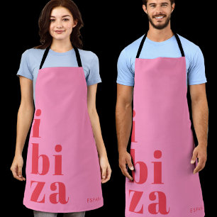 Ibiza España modern typography pink red Apron