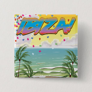 Ibiza Party beach travel poster 15 Cm Square Badge