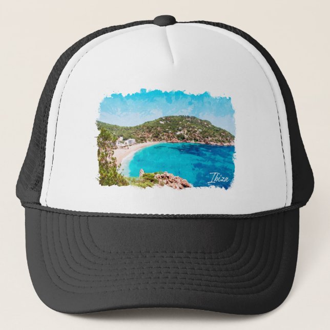 Ibiza Spain Beach Landscape Travel Trucker Hat (Front)