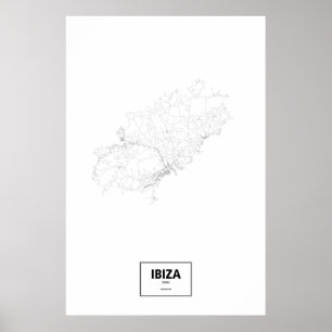 Ibiza, Spain (black on white) Poster