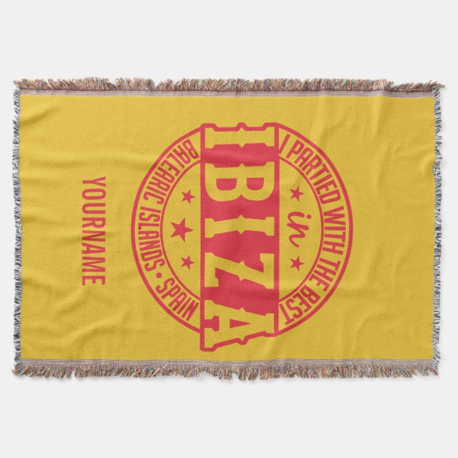 IBIZA Spain custom monogram & colour throw blanket (Front)