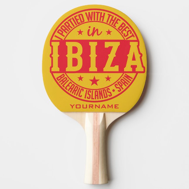 IBIZA Spain custom monogram ping pong paddle (Front)