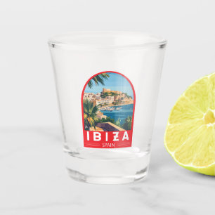 Ibiza Spain Illustration Travel Art Vintage Shot Glass