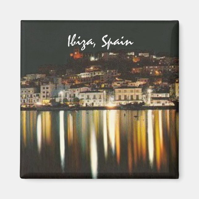Ibiza Spain Nighttime Fridge Magnet Souvenir (Front)