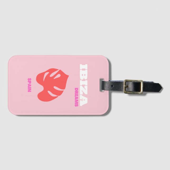 Ibiza, Spain, Preppy, Preppy Room, Pink Luggage Tag (Front Horizontal)