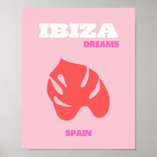 Ibiza, Spain, Preppy, Preppy Room, Pink Poster (Front)