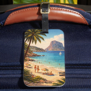 Ibiza Spain Retro Beach Artwork – Vintage Travel Luggage Tag
