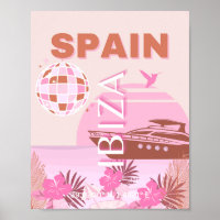 Ibiza, Spain, Travel Art, Preppy Art, Pastel