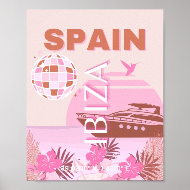 Ibiza, Spain, Travel Art, Preppy Art, Pastel Poster (Front)