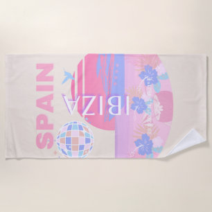 Ibiza, Spain, Travel Art, Preppy Art, Pink Beach Towel