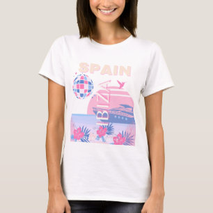 Ibiza, Spain, Travel Art, Preppy Art, Pink, Pastel T-Shirt