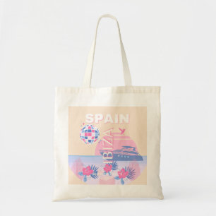 Ibiza, Spain, Travel Art, Preppy Art, Pink, Pastel Tote Bag