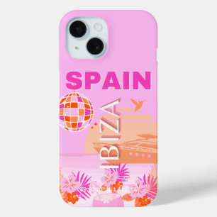 Ibiza, Spain, Travel Art, Preppy Art, Pink, Preppy iPhone 15 Case