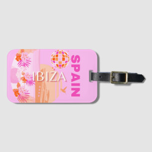 Ibiza, Spain, Travel Art, Preppy Art, Pink, Preppy Luggage Tag