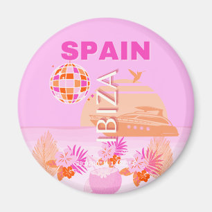 Ibiza, Spain, Travel Art, Preppy Art, Pink, Preppy Magnet