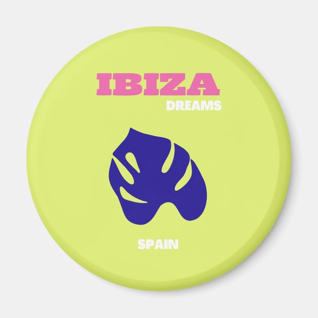 Ibiza, Spain, Travel Art, Preppy, Green Magnet (Front)
