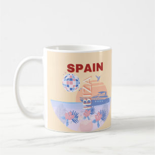 Ibiza, Spain, Travel Art, Retro Art, Pastel Coffee Mug
