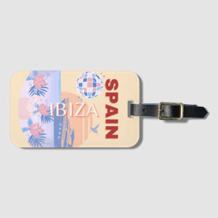 Ibiza, Spain, Travel Art, Retro Art, Pastel Luggage Tag