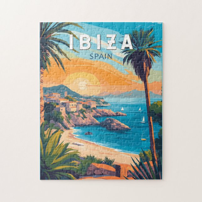 Ibiza Spain Travel Art Vintage Jigsaw Puzzle (Vertical)