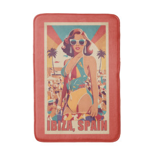 Ibiza, Spain Travel Poster Bath Mat