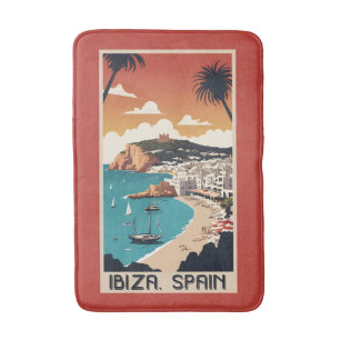 Ibiza, Spain Travel Poster Bath Mat