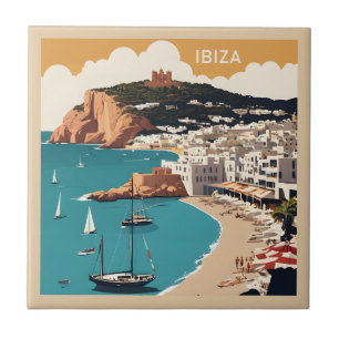 Ibiza, Spain Travel Poster Ceramic Tile