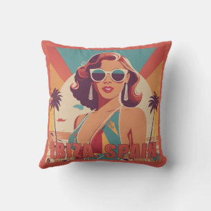 Ibiza, Spain Travel Poster Cushion