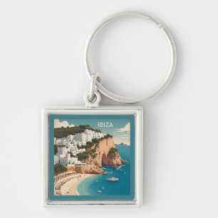 Ibiza, Spain Travel Poster Key Ring