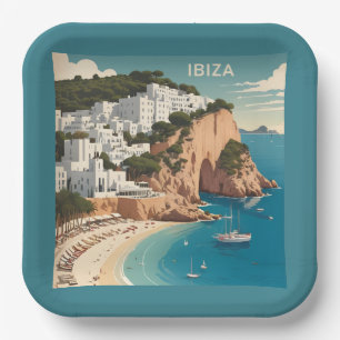 Ibiza, Spain Travel Poster Paper Plate