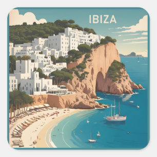 Ibiza, Spain Travel Poster Square Sticker