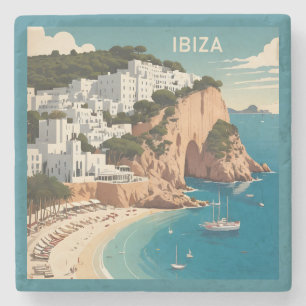 Ibiza, Spain Travel Poster Stone Coaster
