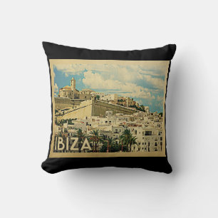 Ibiza Spain Vintage Travel Cushion