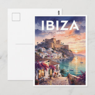 Ibiza Spain Vintage Travel Postcard