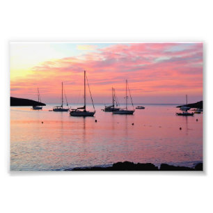 Ibiza Sunset at Portinatx Bay - Sailing Boats Photo Print