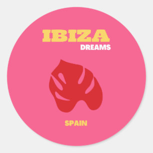 Ibiza, Travel Art, Preppy, Preppy Art, Pink Classic Round Sticker