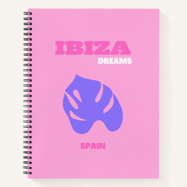 Ibiza, Travel Art, Preppy, Preppy Room, Pink Notebook (Front)