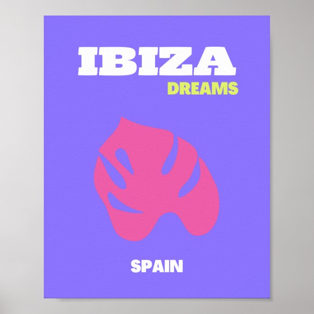 Ibiza, Travel Art, Preppy, Purple Poster (Front)