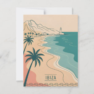 Ibiza vintage minimalistic postcard
