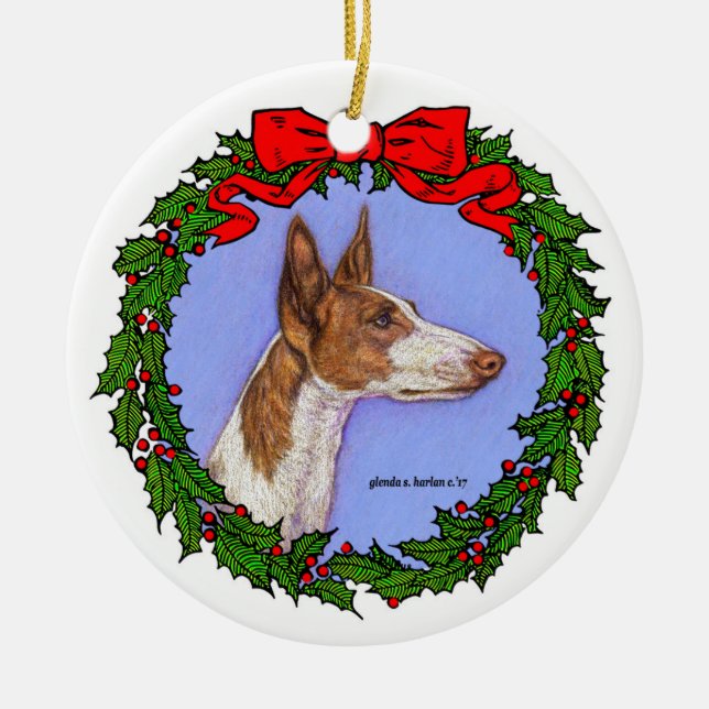 Ibizan Hound Art by Glenda S. Harlan Ceramic Ornament (Front)
